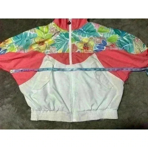 VTG Ellesse Women’s Windbreaker Jacket Pink Floral Size 1 - Picture 7 of 15